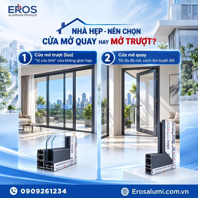 Nên chọn cửa nhôm mở hay cửa nhôm trượt